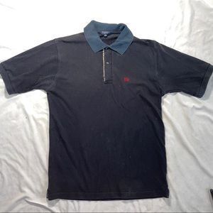 BURBERRY Black Pique Cotton Polo Men's Small